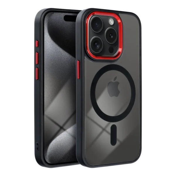 Θήκη MagSafe για iPhone 17 PRO MAX Color Edge, συμβατή με MagSafe, μαύρο/κόκκινο - Image 3