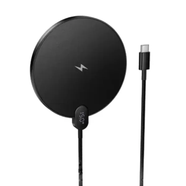 Ασύρματος Φορτιστής Hoco CW62 Peak PD15W Ultra-thin με Ψηφιακή Ένδειξη Φόρτισης 1.2m Μαύρος - Image 1