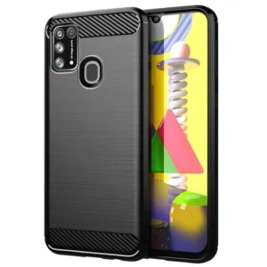 Θήκη Carbon Σιλικόνης Μαύρη Αντι-Ολισθητική Back Cover (SAMSUNG M31) + ΔΩΡΟ TOUCHPEN