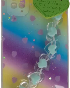 Θήκη Σιλικόνης-Αλυσίδα Πράσινη Back Cover Με Σχέδιο Strass Rainbow (XIAOMI REDMI NOTE 11 / 11S) + ΔΩΡΟ TOUCHPEN