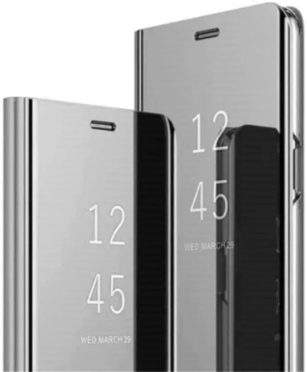 Θήκη Βιβλίο Καθρέφτης Clear View Ασημί Με Stand (SAMSUNG A9 2018) + ΔΩΡΟ TOUCHPEN