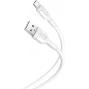 XO NB212 2.1A USB Καλώδιο Σε Type-C 1m Λευκό + ΔΩΡΟ TOUCHPEN